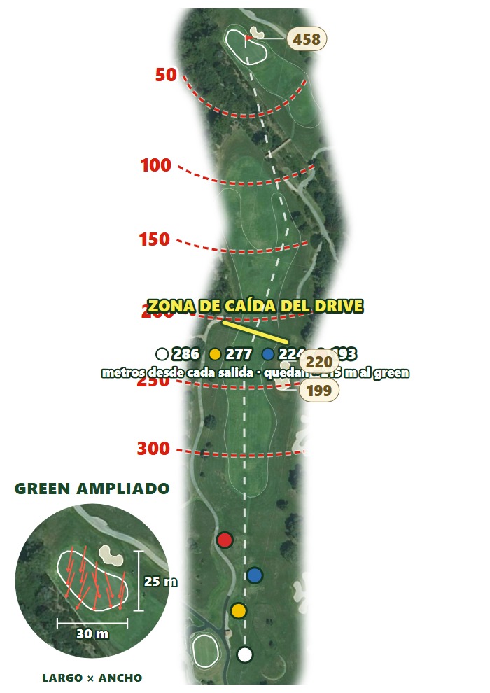 Plano del hoyo 1 de Club de Golf Alcanada