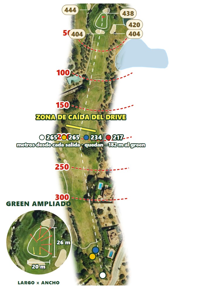 Plano del hoyo 2 de Golf Antequera
