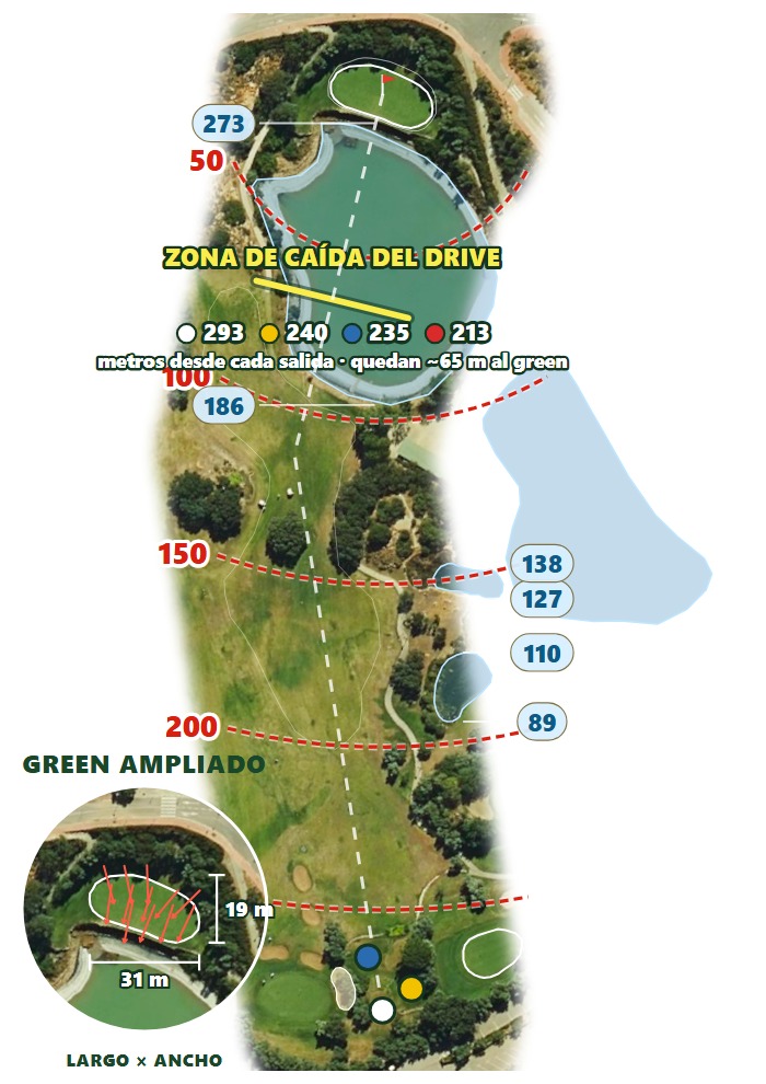Plano del hoyo 3 de Golf Antequera