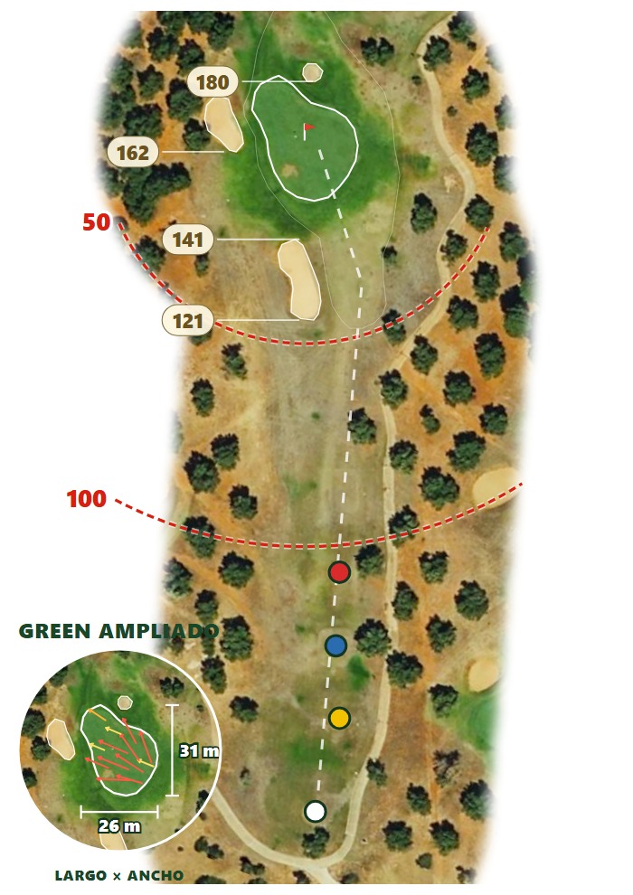 Plano del hoyo 2 de Arcos Gardens Golf Club & Country Estate