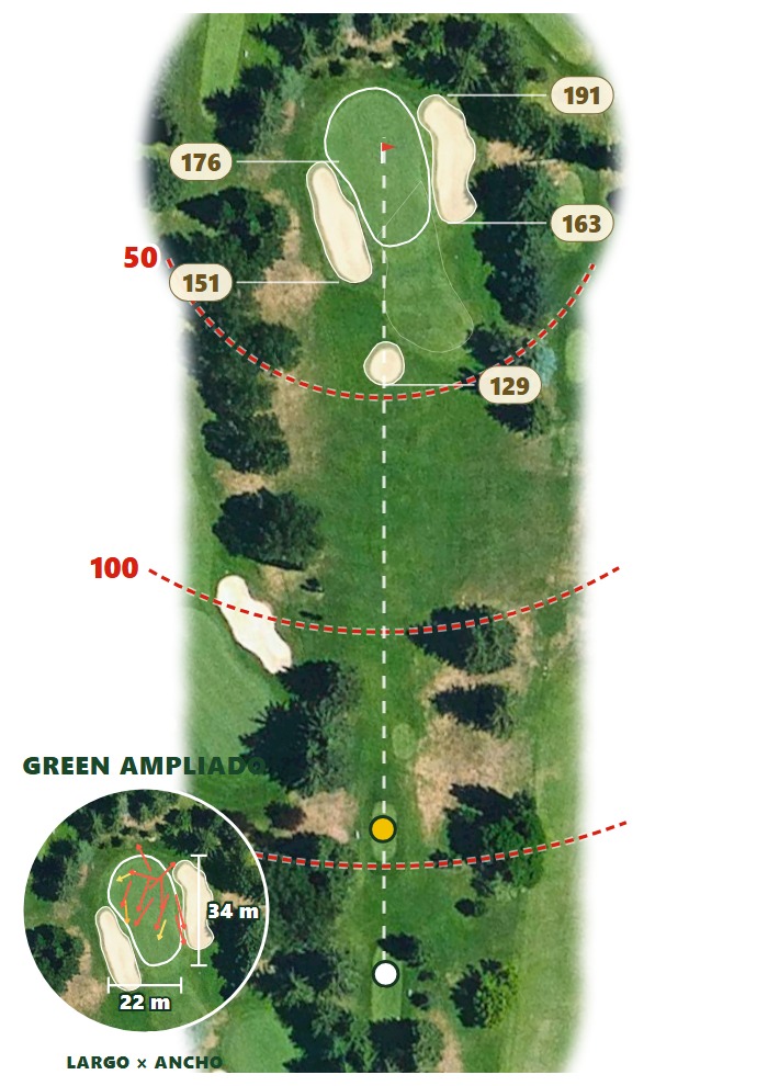 Plano del hoyo 2 de Real Club de Golf Cerdaña