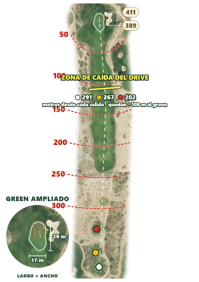 Plano del hoyo 4 de Desert Springs Golf Club
