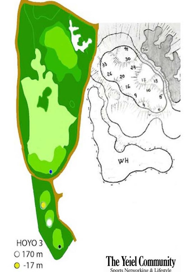 Plano del hoyo 3 de El Encín Golf, par 3, 170 metros