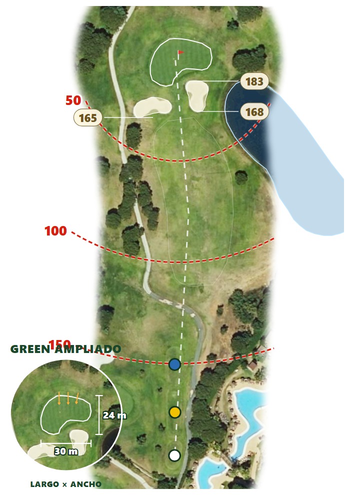 Plano del hoyo 2 de Club de Golf El Rompido — Campo Sur