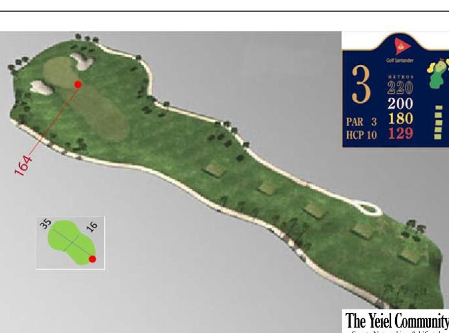Plano del hoyo 3 de Golf Santander, par 3, 200 metros