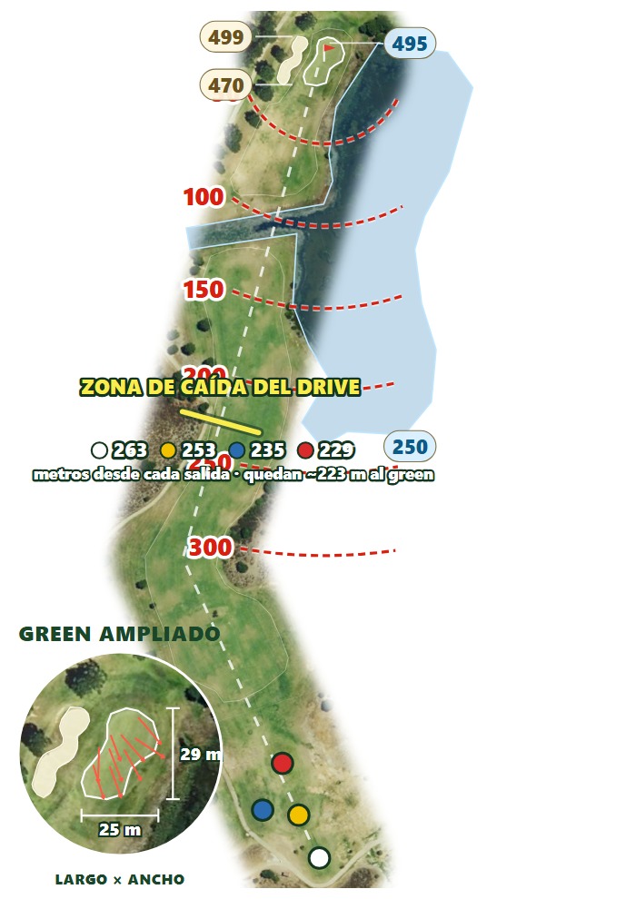 Plano del hoyo 1 de Isla Canela Links