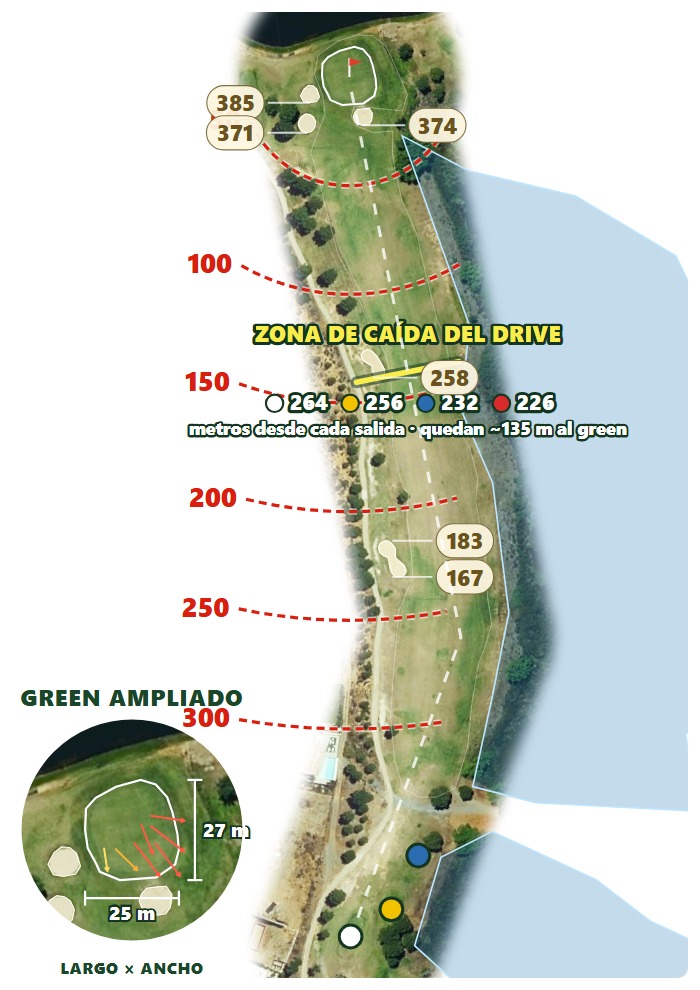 Plano del hoyo 2 de Isla Canela Links
