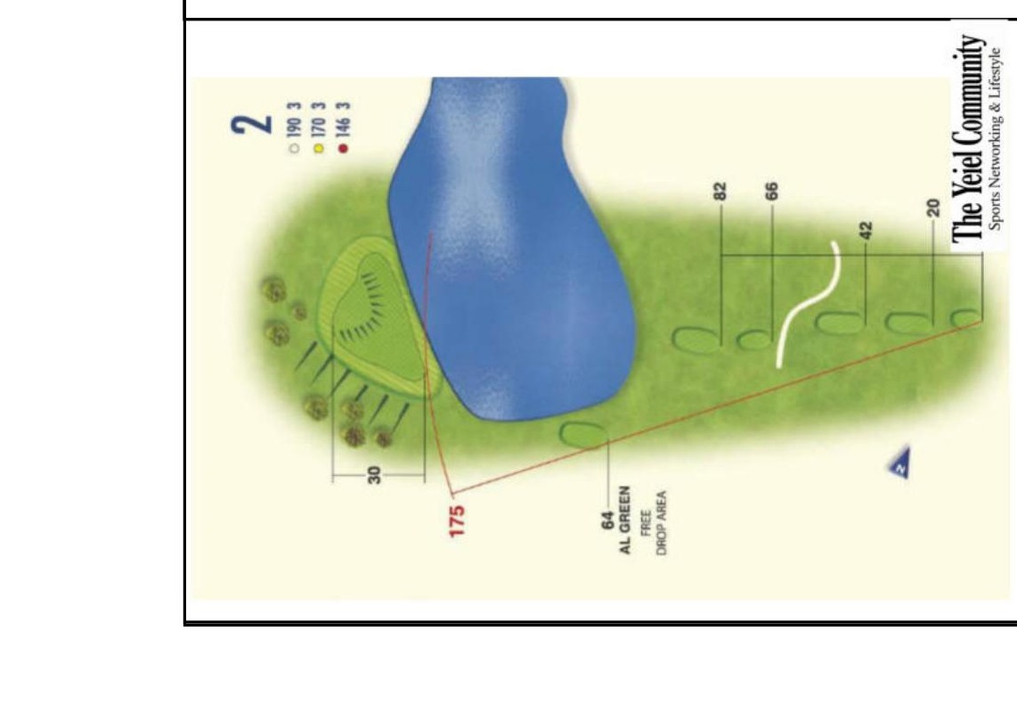 Plano del hoyo 2 de Islantilla Golf Resort, par 3, 190 metros