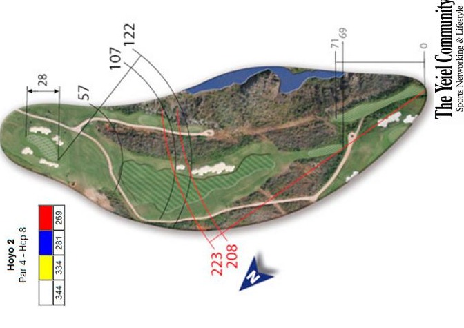 Plano del hoyo 2 de La Cala Golf Resort — Europa, par 4, 344 metros