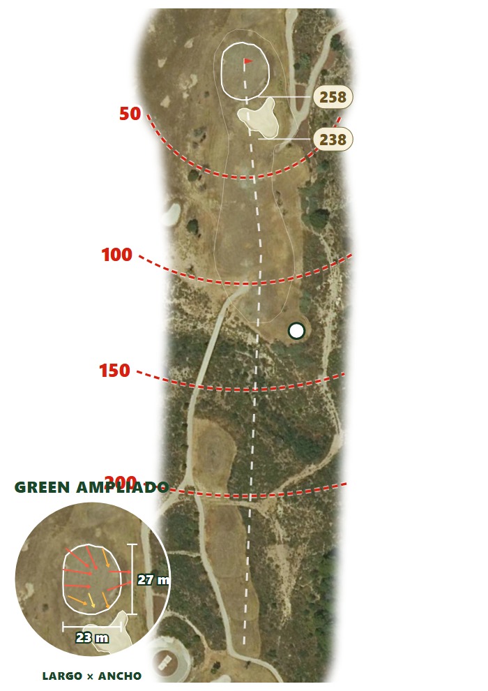 Plano del hoyo 2 de Lorca Golf & Spa Resort