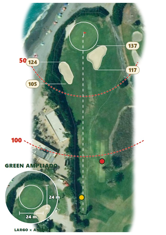 Plano del hoyo 2 de Los Moriscos Club de Golf