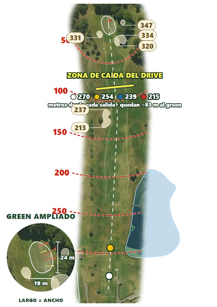 Plano del hoyo 1 de Golf Maioris