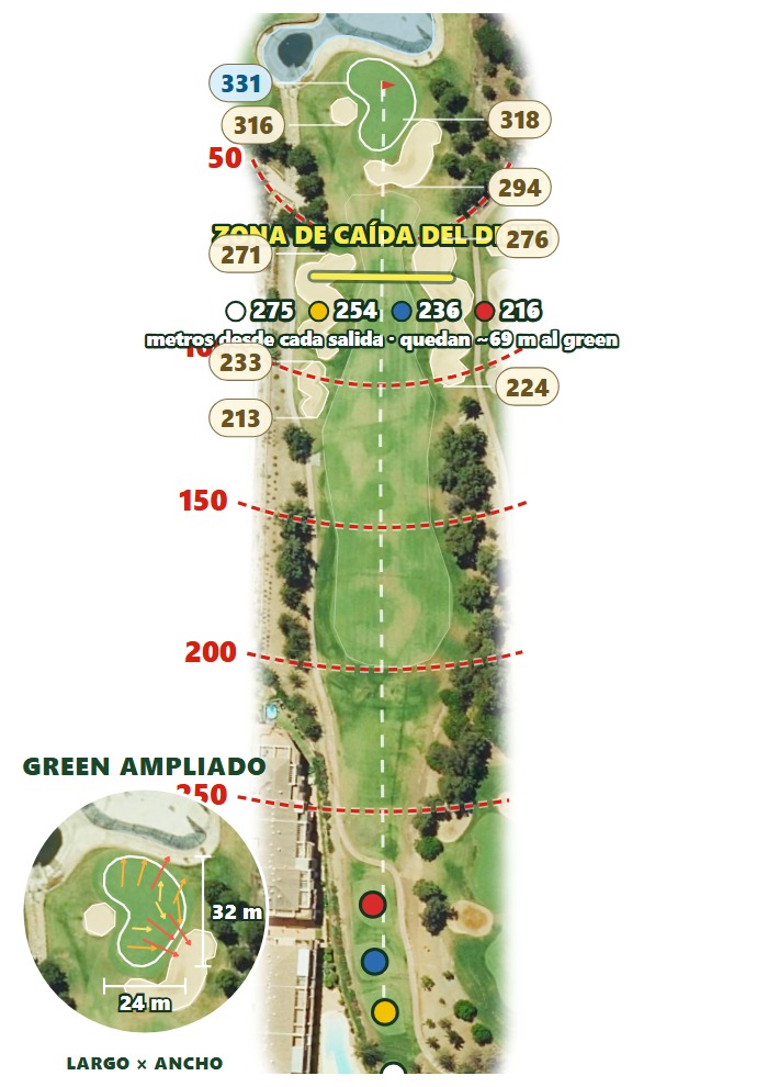 Plano del hoyo 3 de Mijas Golf — Los Lagos