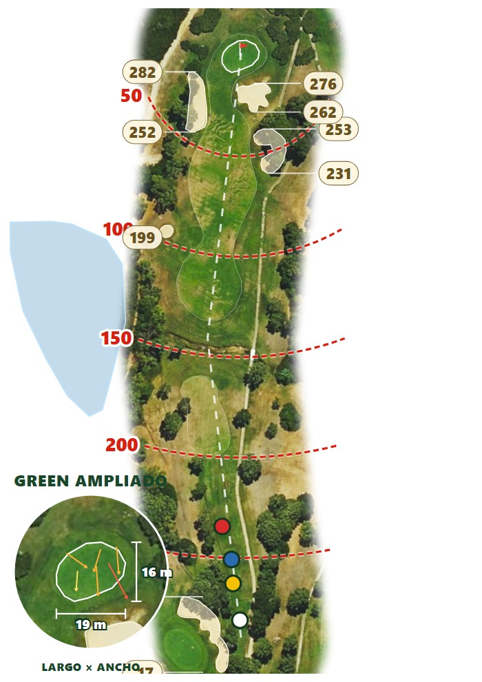 Plano del hoyo 2 de Dehesa Montenmedio Golf & Country Club