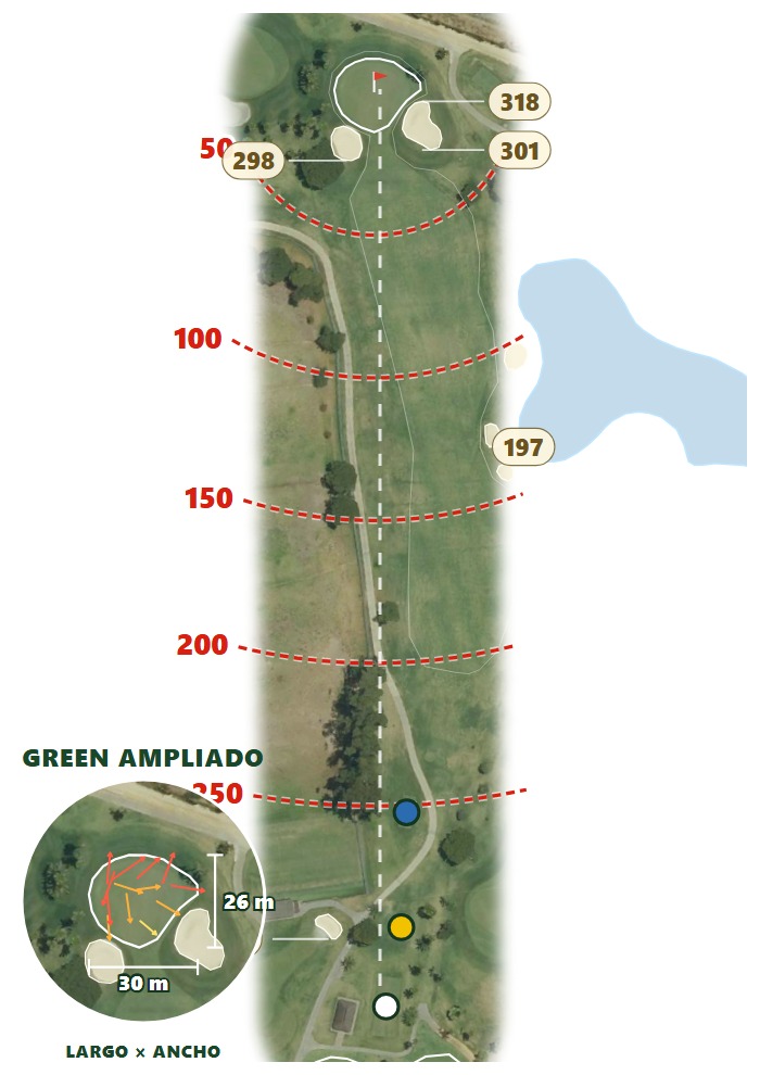 Plano del hoyo 1 de Real Club Pineda de Sevilla