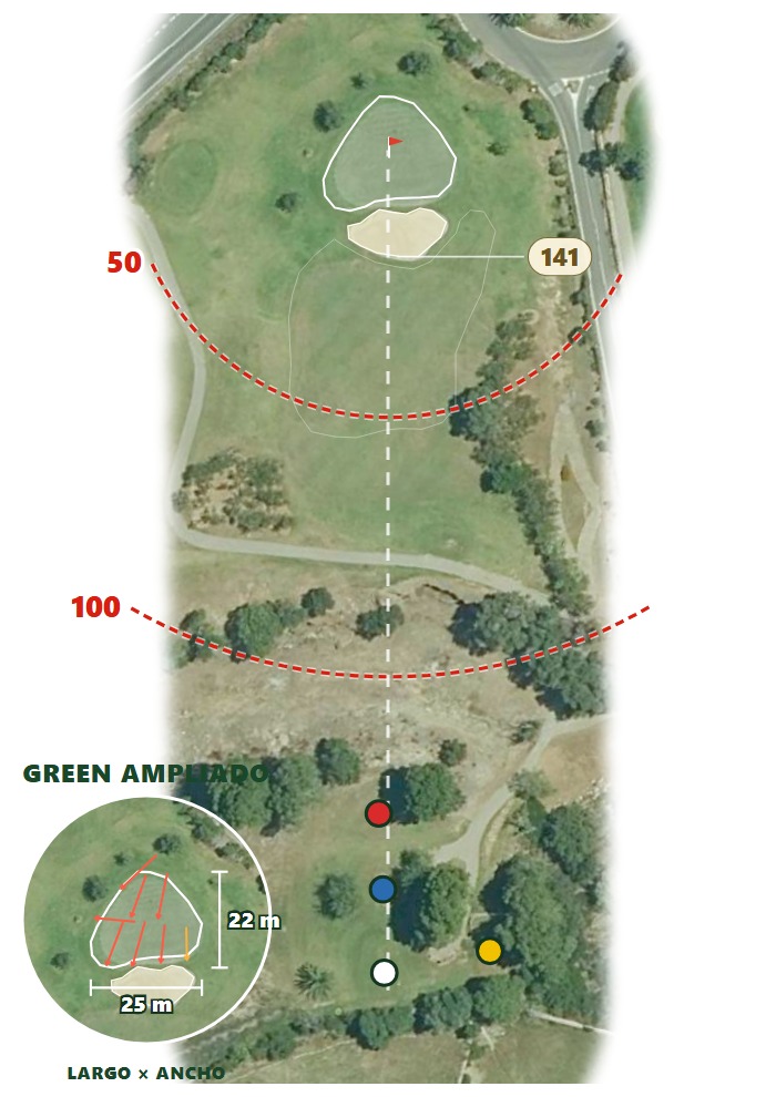 Plano del hoyo 2 de Pula Golf